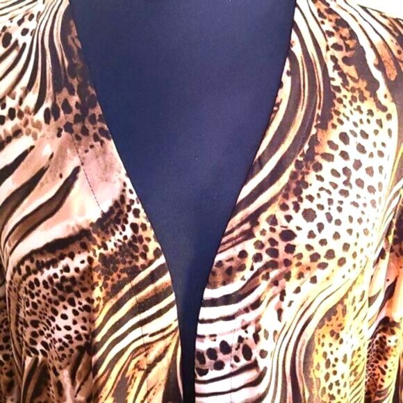 Ronni Nicole Lightweight Cardigan Jacket, Browns/Tans/Animal Print, Size XL - Picture 4 of 5